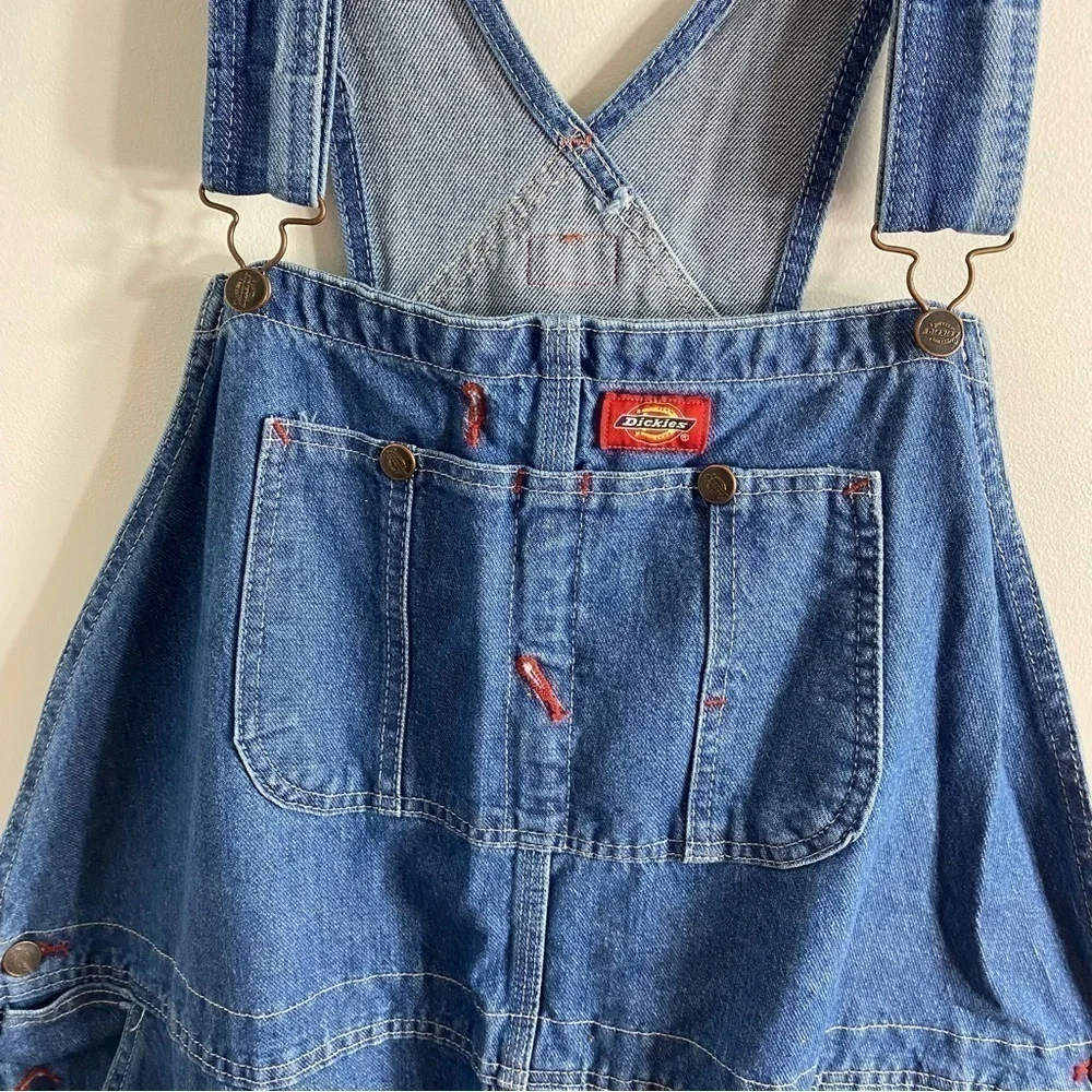 Vintage Dickies Denim Bib Overalls 46x30 90s Carpenter Blue Jean